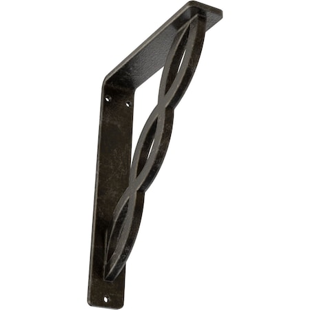 Ekena Millwork Loera Wrought Iron Bracket, (Single center brace), Antiqued Warm Silver 1 1/2"W x 5 1/2"D x 8"H BKTM01X05X08SLOAWS